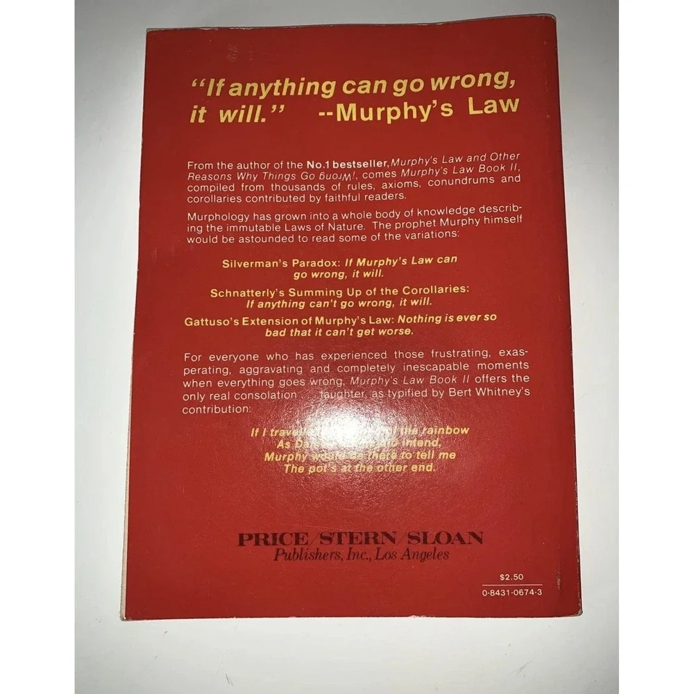 Vintage Murphy's Law Book Two‎ Arthur Bloch Paperback Adult Humor Joke Book